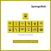SpongeBob 13 in 1 R4 Profile Replacement Keycaps OEM PBT dye sublimation Supplement keycap set for Mechanical Gaming Keyboard